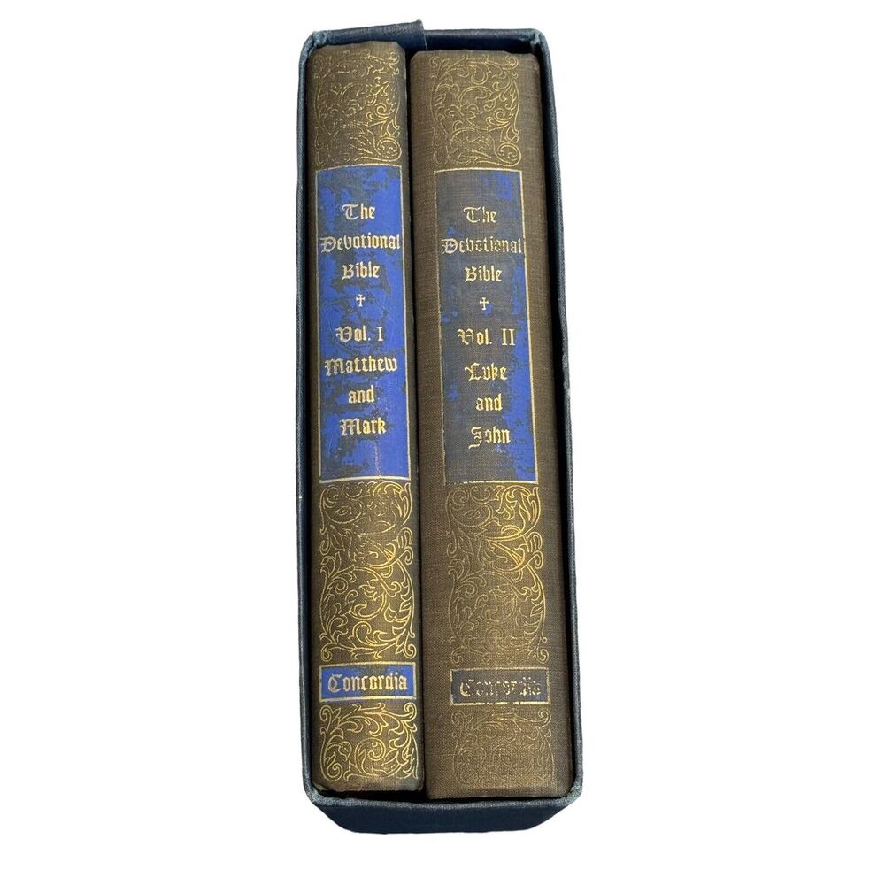 The Devotional Bible Volume 1 & 2 Matthew Mark Luke John Concordia VTG 1948